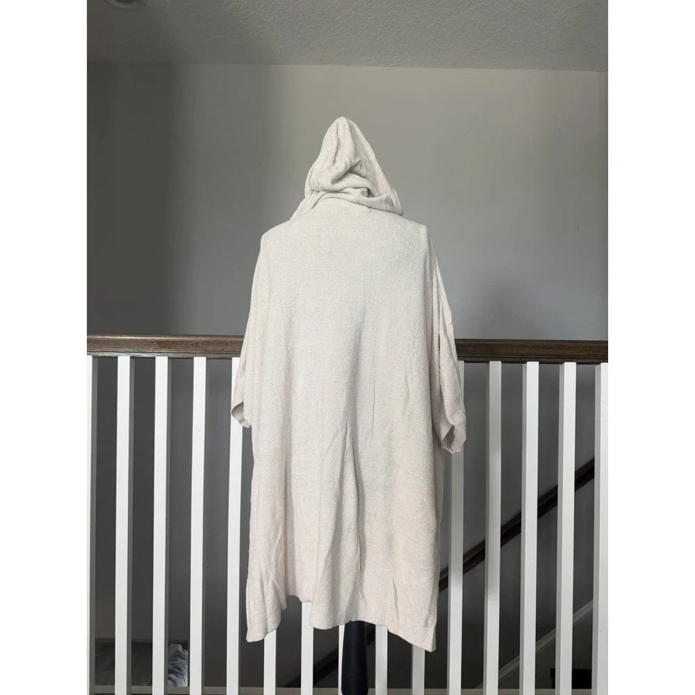 Barefoot Dreams CozyChic Ultra Lite Short Sleeve Zip Up Hoodie‎ L/XL Beige Cream - Picture 3 of 8